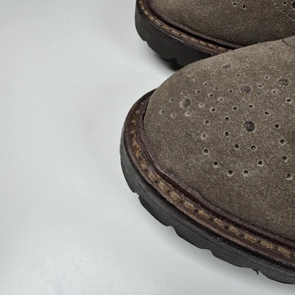 Allen Edmonds Saukville Brown Suede Wingtip Brogue Lug Sole Boots 11 D - Read